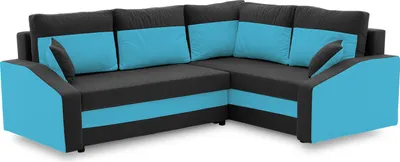 Produktbild von Ecksofa GRANDE PLUS mit Schlaffunktion L-förmig - Eckcouch mit 2 Bettkasten - MIKRO 15 + MIKRO 18 Schwarz + Türkisblau Rechts (Muster 2)