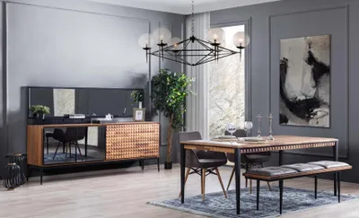 Produktbild von Gruppe Essecke Esszimmer Essgruppe Esszimmermöbel Set 8tlg Holz Braun