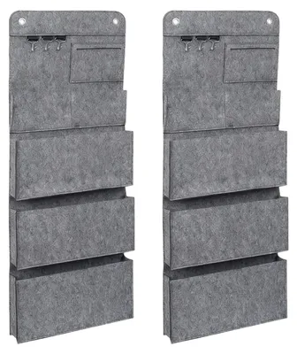 Filz-Hängeorganizer 2er-Set, 32x5x80 cm, 6 Fächer, grau