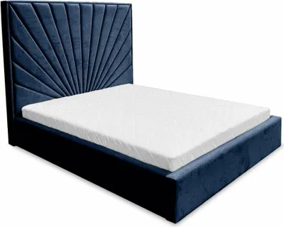 Produktbild von Ares Meble Polsterbett mit Kopfteil DUBAI  - Samt Bett mit Schubladen - Bettgestell mit Bettkopfteil - Schlafzimmer Möbel - 180x200 cm - Dunkelblau