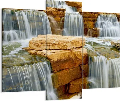 Produktbild von Bild auf Leinwand - Leinwandbild - Wasserfall Steine Wasser - 130x100cm - Wand Bild - Wanddeko - Leinwanddruck - Bilder - Kunstdruck - Wanddekoration - Leinwand bilder - Wandkunst - CB130x100-0122