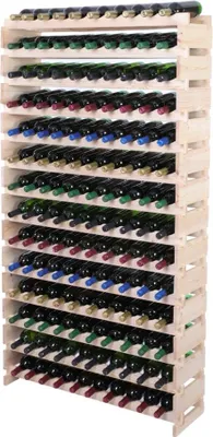 Produktbild von Weinregal VINOTECA FLEX PRO | HxBxT 191x103x28cm | 140 Flaschen auf 14 Ebenen | Massives Kiefernholz | Natur unbehandelt