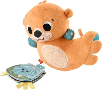 Produktbild von Fisher-Price 2-in-1 Wippender Otter zum Spielen in der Bauchlage, Baby-Sensorik-Spielzeug aus Plüsch zum Spielen in der Bauchlage, Stoff, Kunststoff, Blau, Orange