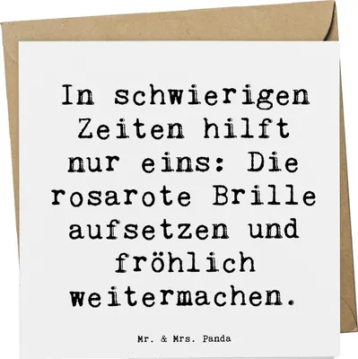 Produktbild von Mr. & Mrs. Panda Glückwunschkarte Spruch Hoffnung in schwierigen Zeiten - Weiß - Geschenk, Grußkarte, Motivation, anlasskarte, Lächeln, Klappkarte, faltkarte, Kraft