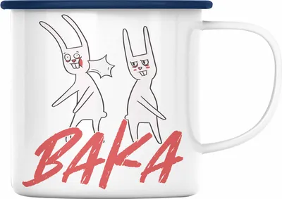 Produktbild von Trendation - Kawaii Baka Hase Geschenk Otakus Anime Manga Emaille Tasse Geschenkidee Anime-Fans (Blau)