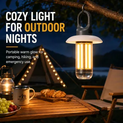 Produktbild von LED-Campinglaterne mit 5 Lichtmodi, USB-C-aufladbar, 600 mAh, mit Aufhängehaken