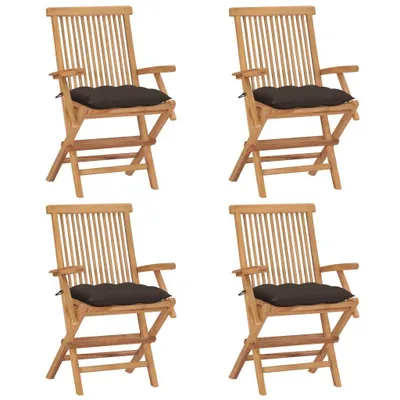 Produktbild von Gartenstühle mit Taupe Kissen 4 Stk. Massivholz Teak , Gartenstühle Design 2024