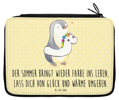 Produktbild von Mr. & Mrs. Panda Etui Sommerfarben Motiv - Gelb Pastell - Geschenk, Summer Vibes, Handgefertigte Produkte, Kuscheln, Bleistiftetui, Federmäppchen, Sommerprodukte, Farben