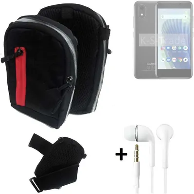 Produktbild von K-S-Trade Outdoor Gürteltasche Holster Umhängetasche + Kopfhörer kompatibel mit Cubot J20 schwarz Handy Tasche Case travelbag Schutzhülle