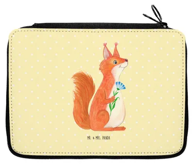 Produktbild von Mr. & Mrs. Panda Mäppchen Eichhörnchen Blume - Gelb Pastell - Geschenk, Schlamper, Spaß, Lustige Sprüche, Motivation, Spruch Positiv, Eichhorn, Lachen, Federmäppchen