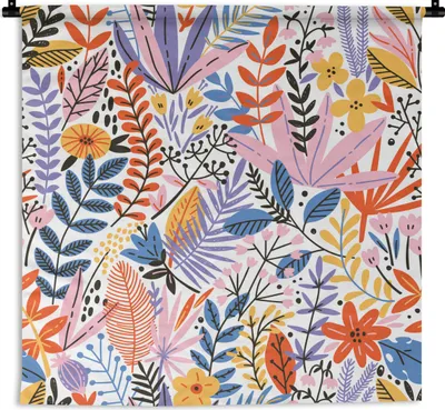 Produktbild von MuchoWow® Wandteppich Wandbehang Sommer - Pflanzen - Pastell 150x150 cm Tapisserie Dekoration Wandtuch - Wohnaccessoires - Modernes