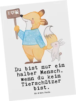Produktbild von Mr. & Mrs. Panda Postkarte Tierschützer Herz - Weiß - Geschenk, Ansichtskarte, Postkarten, bildkarte, Fotokarte, Ansichtskarten