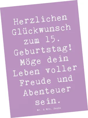 Produktbild von Mr. & Mrs. Panda Grußkarte Spruch 15. Geburtstag Glückwünsche - Lavendeltraum - Geschenk, Kreationen, Alter, Postkarten, Ansichtskarten, Ansichtskarte, personalisiert