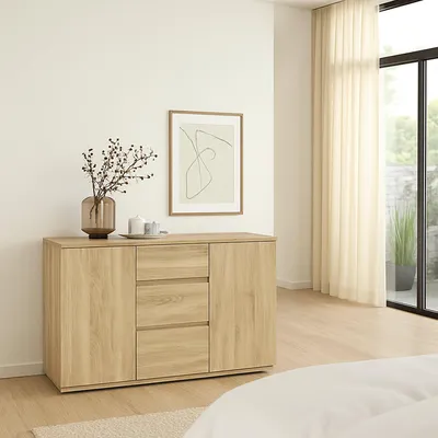 Image de Zumpano - Buffet, 119x40x84h cm Chêne Marron, 2 Étagères