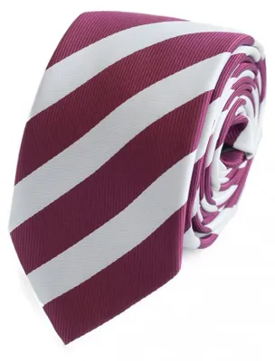 Produktbild von Fabio Farini - 1 Stück Herren Krawatte Rot - verschiedene Rote Männer Schlips in 6cm Schmal (6cm), Dunkelrot Wieß - Bordeaux/White