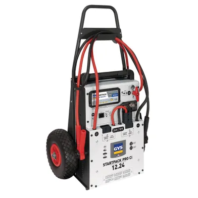 Zdjęcie produktu dla System szybkiego rozruchu GYS Startpack Pro 12.24CI 028920 Prąd wspomagania rozruchu (12 V)=2400 A Prąd wspomagania rozruchu (24 V)=2250 A Zabezpieczenie elektroniczne, zabezpieczenie przed odwrotną polaryzacją oraz