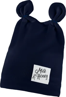 Produktbild von Kinder Beanie Strickmütze Mit Breiter Krempe Feinstrick Mütze Doppelt Gestrickt  42-44 Marineblau