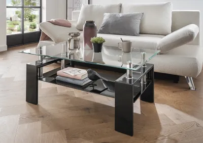 Produktbild von Couchtisch >5/216-05< in Tischplatte Klarglas, Gestell MDF - 100x45x60cm (BxHxT)