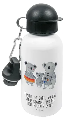 Produktbild von Mr. & Mrs. Panda Wasserflasche Koala Familie - Weiß - Geschenk, Trinkflasche Kita, Bruder, Koalas, Mama, outdoor, Kinder, Family, Kindergarten