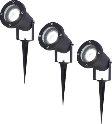 Produktbild von hoftronic LED Gartenstrahler 4W 345lm 6500K Schwarz IP65 3er Set