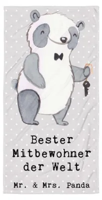 Produktbild von Mr. & Mrs. Panda Strandlaken Panda Bester Mitbewohner der Welt - Grau Pastell - Geschenk, Strandtuch, Duschtuch, Reisehandtuch, Stubenkamerad, Zimmergenosse, Handtuch, WG