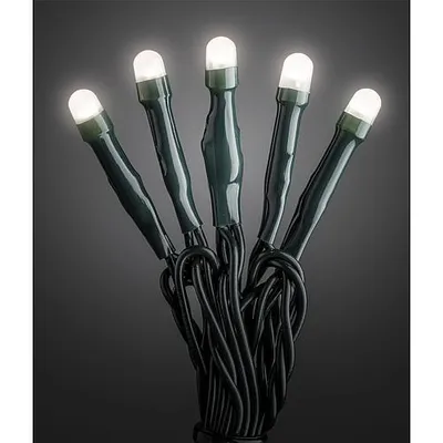 Produktbild von Konstsmide 6341-120 Micro LED Lichterkette, gefrostet, verschweißt, 20 warm weiße Dioden, 30V Innentrafo, dunkelgrünes Kabel