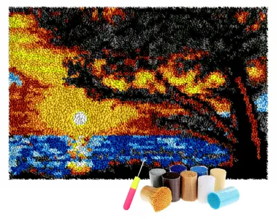 Produktbild von Teppichknüpfset für Erwachsene – DIY Bastelset für Anfänger 55 x 75 cm
