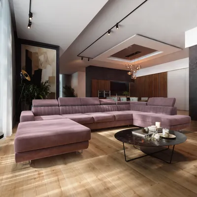 Produktbild von Masseno Ecksofa GAIAN mit Schlaffunktion U-Form, Sofa mit Bettkasten, Wohnzimmersofa, Couch, Soffa, Bettsofa, Couchgarnitur- Lila, MONOLITH 62