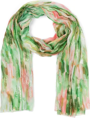 Produktbild von styleBREAKER Damen Schal mit buntem Streifen Farbverlauf Muster und Metallic Akzenten, Stola mehrfarbig gestreift 01016222