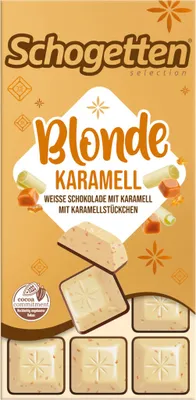 Produktbild von Schogetten Blonde Karamell Weiße Schokolade mit Karamel Packung 100g