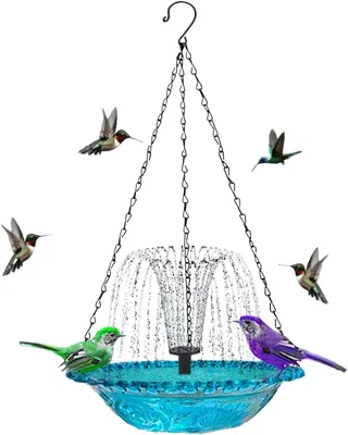 Produktbild von Vogeltränke für den Außenbereich Solarbetriebene hängende Vogeltränke mit | Spatzen-Tränke für Garten, Hinterhof, Balkon, Terrasse, Hof,, Finken, Blauhäher, Rotkehlchen