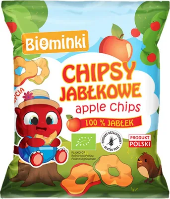 CHIPSY JABŁKOWE BEZGLUTENOWE BIO 40 g - BIOMINKI