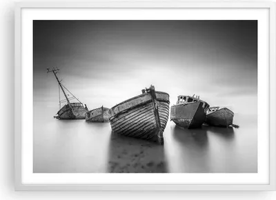 Produktbild von Gerahmtes Poster - Weißer Rahmen - £ódŸ Wrack Schiff - 70x50 cm - Wand Bild - Wanddeko - Wandbilder - Kunstposter - Wandposter - Bilderrahmen - Bilder - Kunstdruck - Wanddekoration - P2WAA70x50-4999