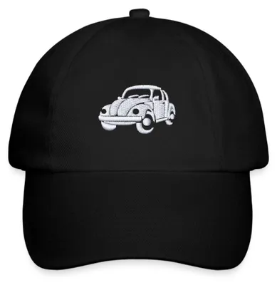 Produktbild von Spreadshirt Volkswagen VW Beetle Stickmotiv Baseballkappe, One size, Schwarz/Schwarz