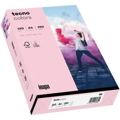Zdjęcie produktu dla papier wielofunkcyjny tecno kolory A4 160 g/m² jasnoróżowy 250 arkuszy
