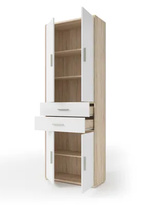 Produktbild von Büromöbel Office Line 9 teilig in Eiche Sonoma und Weiß Komplett Set