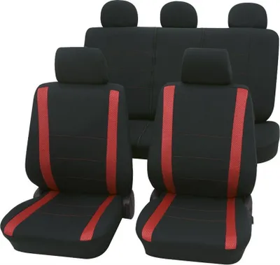 Produktbild von Auto Sitzbezüge Universal Komplett Set 11-teilig - Samoa rot, Eco Class mit SAB 1 Vario | Autositzbezüge / Schonbezüge von PETEX