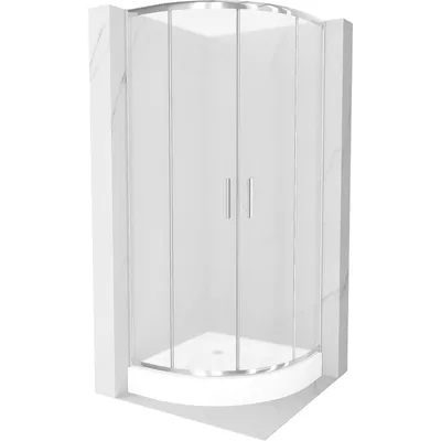 Obrázek produktu pro Mexen Rio půlkruhový sprchový kout 70 x 70 cm, Vzor jinovatky, Chromovaná + sprchová vanička Rio, Bílá - 863-070-070-01-30-4710