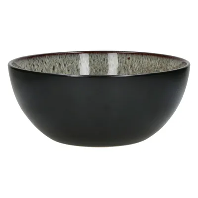 Image de Saladier Pomax Mirha en grès, noir et blanc, diamètre 25,4 cm, hauteur 10,9 cm