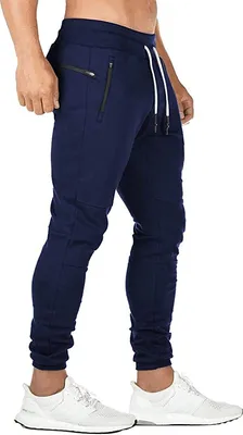 Produktbild von ASKSA Herren Jogginghose Sporthose Baumwolle Trainingshose Fit Freizeithose mit Taschen, Marine, 3XL
