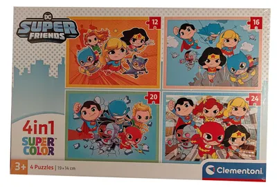 Obrázok produktu pre Clementoni - 21520 - Supercolor Puzzle 4 v 1 - DC Superhrdinovia
