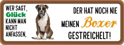 Produktbild von vianmo Holzschild 10x27 cm Boxer Hund gestreichelt Tier Haustier