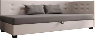 Produktbild von AURA SOFA Boxspringbett  NEMO PLUS 80x195 Komplett-Set mit Bonell Matratze, Polsterbett mit Bettkästen -  Hellbeige/Grau, SAWANA 01/21