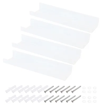 4 Acryl-Schwebregale, 38 cm, weiß, für Bad & Wohnzimmer