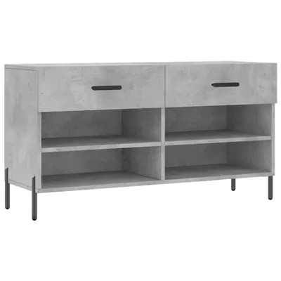 Image de Banc à chaussures gris béton 102x35x55 cm bois d'ingénierie