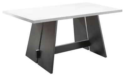 Produktbild von Esszimmertisch Wangentisch Design Schwarz Weiß 180x90 mit Schwarzstahl