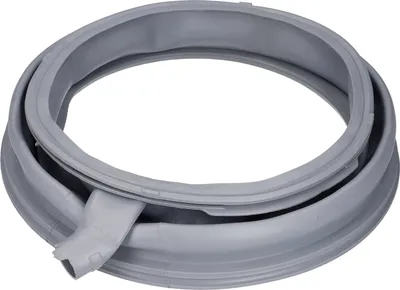 A gray rubber washing machine door seal is shown against a white background.