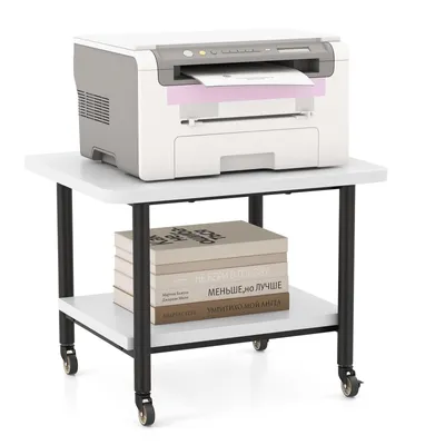 Produktbild von GOPLUS Druckertisch mit Arretierbaren Räder, Rollcontainer mit 2 Ablagen, Rollwagen für Schreibtisch, Drucker Ständer 360° Drehbar, Multifunktionswagen