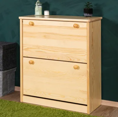Produktbild von Massivholz-Schuhschrank, Farbe: Natur 80x72x30 cm
