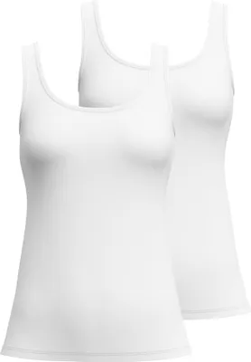 Produktbild von CALIDA Damen Tank Top 2er Pack - Essential Baumwolle, Unterhemd, Top, Jersey, einfarbig Weiß L (48/50)